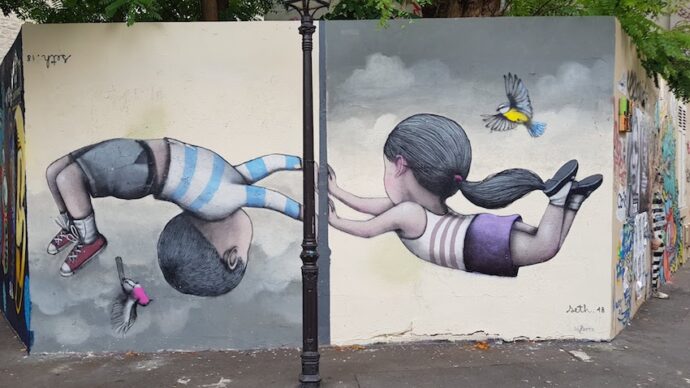 discovering street art in Paris with kids